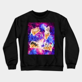 Galaxy Space Pizza Cat Crewneck Sweatshirt